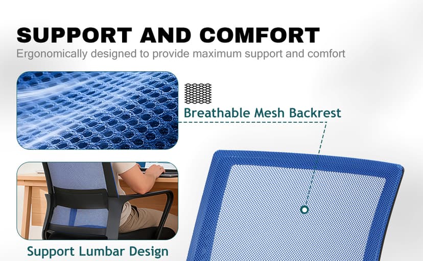 PayLessHere Gaming Chair Ergonomic Computer Chair Office Chair Video Game Chairs with Lumbar Support Desk Chair Armrest Mid Black Cushion Swivel Rolling Chair with Wheels for Home Office (Blue)