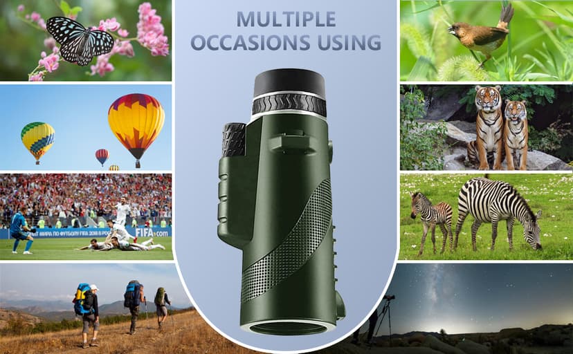 Monocular-Telescope 80x100 High Powered Monoculars High Definition for Adults High Powered with Smartphone Adapter Telescope Hunting Wildlife Bird Watching Travel Camping Hiking-Green