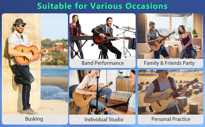 A9 Wireless Guitar System - 2.4GHz Guitar Accessories Transmitter Receiver, 24-bit 48KHz Audio, 100ft Range, No Latency, 4-Hour Rechargeable Battery, for Electric Bass (Black(1TX+1RX))