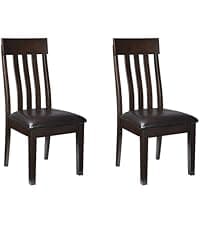 Signature Design by Ashley Berringer Dining Chairs Set of 2, Classic Wood Spindle-Back Design, Cushioned Microfiber Seat, Rustic Finish for Kitchen & Dining Room Chair, Walnut