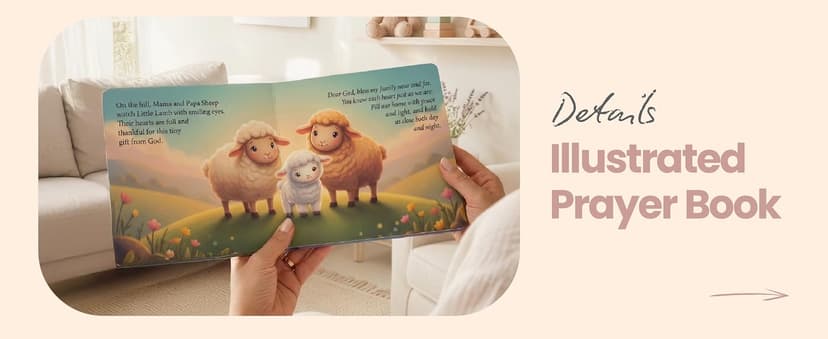 Ready-to-Gift Box: 10" Praying Lamb Plush with Pink Bow, Bamboo Muslin Blanket, First Prayer Book & Card. Baptism Gifts for Girl - Christening & Dedication 5-Piece Keepsake Set B0GHZRX7RP
