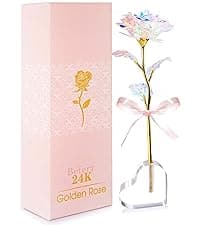 Beferr Birthday Gifts for Women Mom Preserved Real Rose with Necklace Eternal Roses Fresh Flowers for Delivery Prime anniversary Purple Gifts for Grandma Wife Daughter Sister