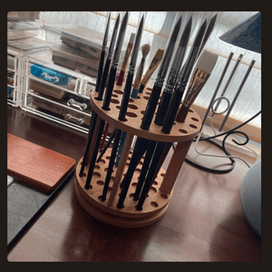 Rotating Paint Brush Holder - Handmade Paint Brush Holder Rotating Art Supply Organizer – Large Capacity Cherry Hardwood Brush Organizer for Desk, Arts and Crafts B0BTBF896Q