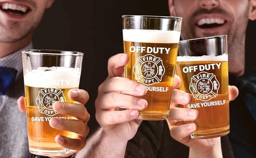 Futtumy Firefighter Gifts For Men, Off Duty Save Yourself Fire Dept Beer Glass, Fireman Gifts for Men, Funny Gift for Fire Fighter Firefighter Fireman for Christmas Retirement Appreciation