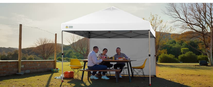 CROWN SHADES 10x10 Pop Up Canopy with 1 Side Wall - Beach Tent with One Push Setup - Outdoor Sun Shade for Events, Parties, Camping - Gazebo with STO-N-Go Cover Bag (Black)