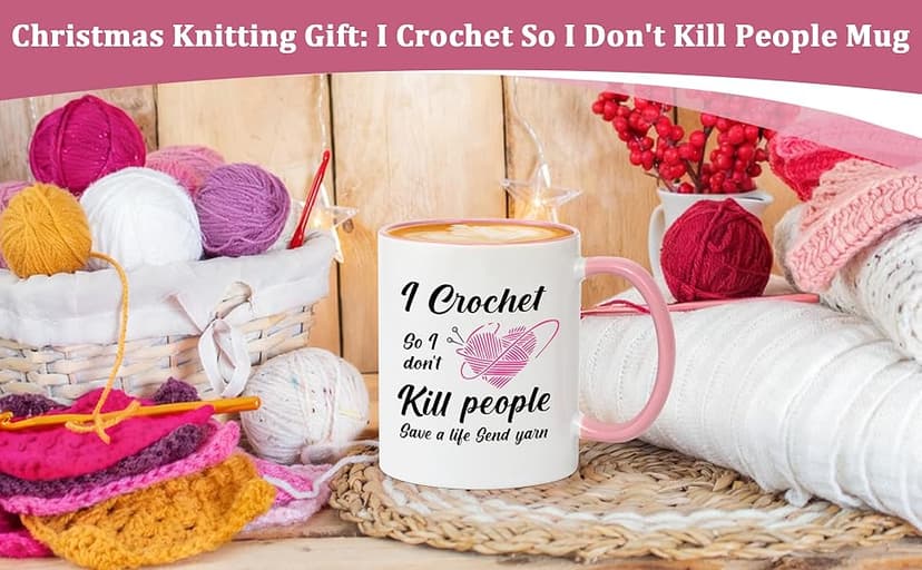 Cabtnca Crochet Gifts for Crocheters, I Crochet So I Don't Kill People Funny Mug - 11Oz, Christmas Birthday Knitting Gift for Knitters Crocheters Office & Home Use