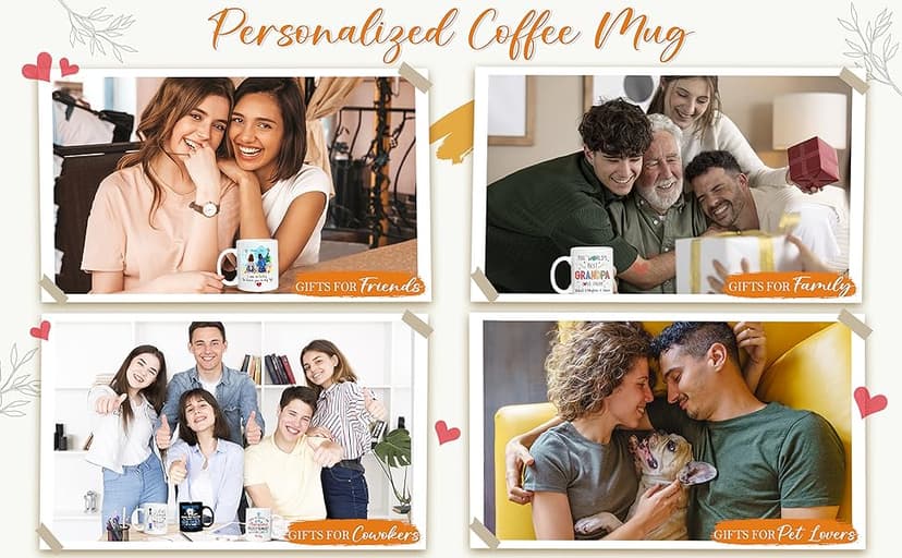 Elido Store Personalized 3 Friends Custom Mug, Side By Side Or Miles Apart Friends Are Always Close At Heart Coffee Mug Gifts For Women, Besties, Soul Sister, Friendship Mugs Custom Names 11oz, 15oz