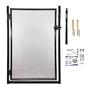 All Safe Pool Fence Door Gate Kit - 4-Foot Black Self-Closing Pool Gate for Decks, Lockable & Easy DIY Installation - Safety Swimming Pool Gate for Kids & Inground Pool Fencing, Durable U-Safe Frame