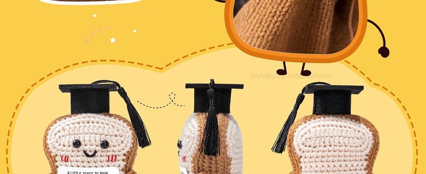 Crisky Handmade Funny Graduation Gifts, Positive Crochet Toast with Little Graduation Card and Grad Caps - You are Totally Amazing - Grad Gifts for College University Masters Degree B0GBVS3MZF