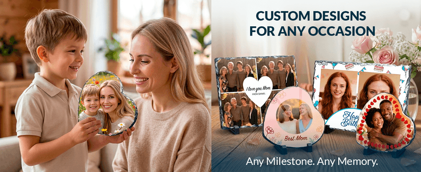 Customized Photo on Natural Slate Stone — an Anniversary or Birthday Keepsake Gift for Women, Mom, Wife, Her, Dad or Family. ArtPix Personalized Slate Picture Frame - Custom Photo Gift Anniversary B0DNKR7K1S
