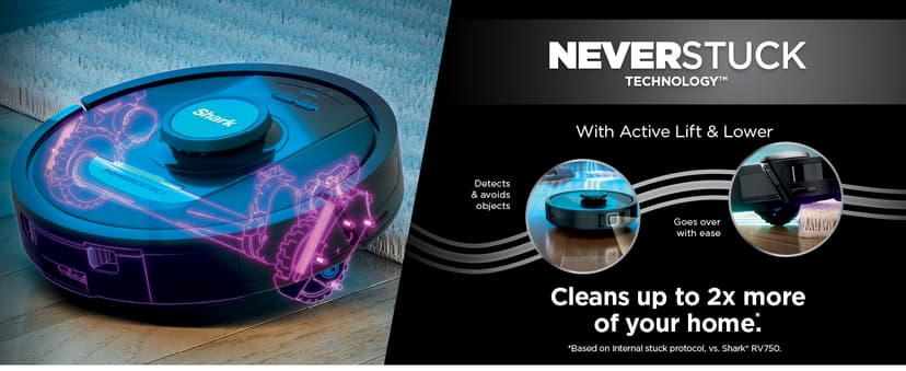 Shark PowerDetect Self-Empty Robot Vacuum with NeverStuck Technology, Auto Deep-Clean Carpets & Hardfloors, 30 Day Capacity HEPA Bagless Base, for Pet Hair, WiFi Black, AV2820S