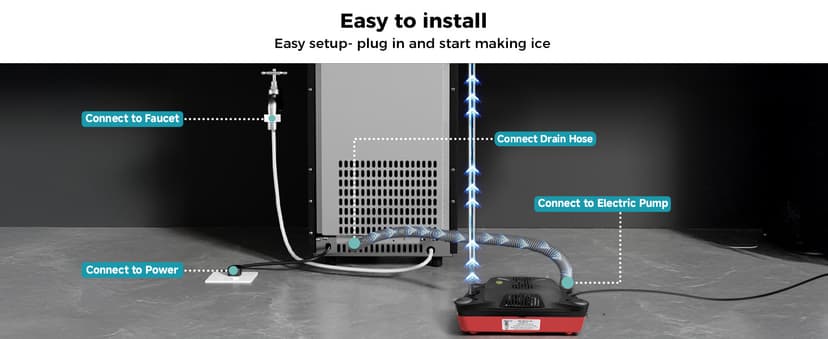 EUHOMY Under Counter Ice Maker with Drain Pump, 100 lbs/Day Ice Machine, Auto-Cleaning & 24H Timer, Stainless Steel Commercial Ice Maker with 24 lbs Storage for Home/Bar/Cafe/Restaurant