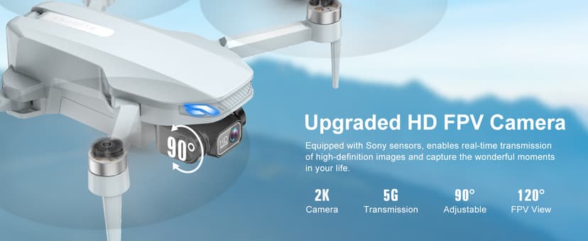 Drone with Camera, 2K HD FPV Drones for Adults, Mini Drone with Gravity Control, One Key Take Off/Land, Waypoint Fly, Gestures Selfie, 3 Speed Modes, RC Drone for Beginners with 2 Batteries