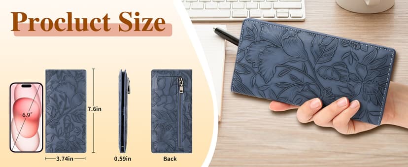 FALAN MULE Ultra Slim Thin Wallet for Women Bifold Leather RFID Blocking Designer Credit Card Holder