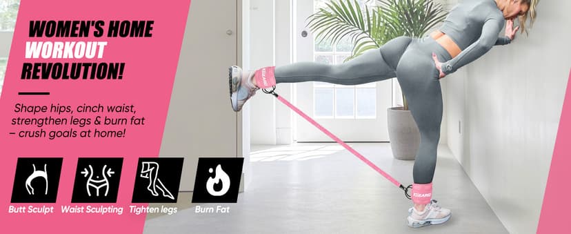 Ankle Resistance Bands with Cuffs, Ankle Weights Bands for Working Out, Women Leg and Glutes Workout Equipment, Exercise Bands for Kickbacks, Butt and Booty Trainer, Home Gym Fitness Equipment