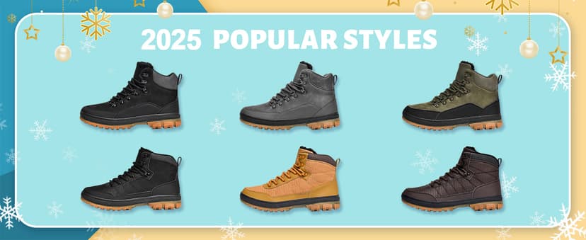 Wondamo Men's Snow Boots Lightweight Waterproof Winter Boots Fur Lined Anti-slip Cold Weather Shoes