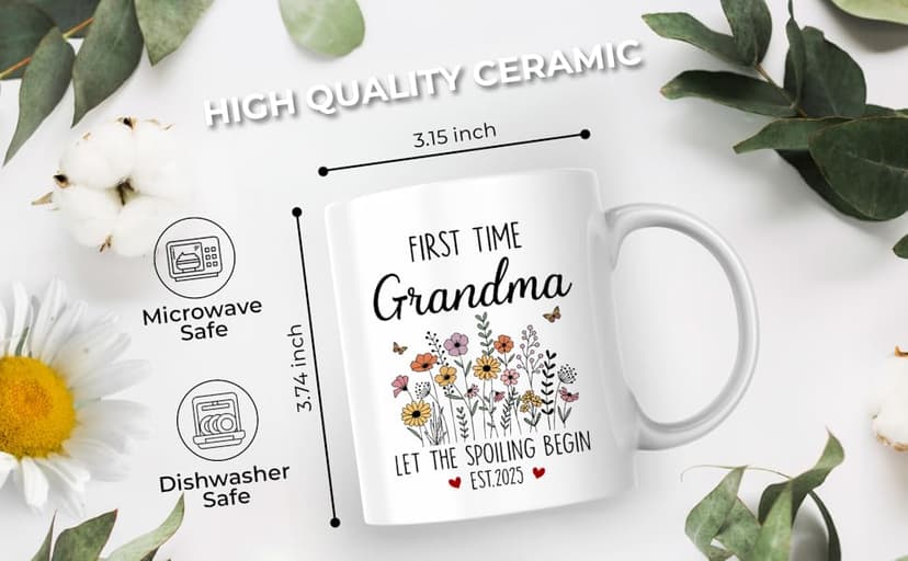 First Time Grandma Gifts, Promoted to Grandma Est 2025 Mug, Let the Spoiling Begin Cup, Soon To Be Grandmas Gift from Daughter, Pregnancy Announcement, Christmas or Grandmas To Be Mothers Day Gift