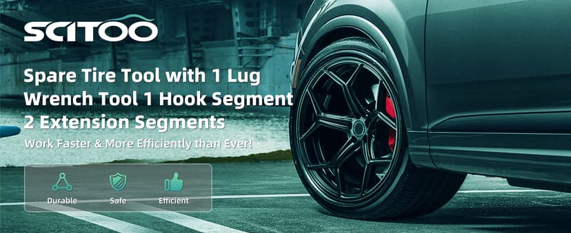 SCITOO Compatible for 2005-2021 for TOYOTA Tacoma Spare Tire Tool with 1 Lug Wrench Tool 1 Hook Segment 2 Extension Segments 091150C030 091500R010