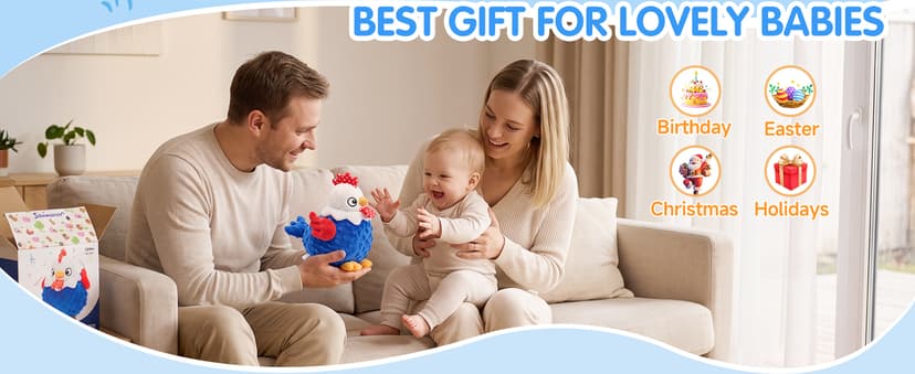 Baby Crawling Toys 40 Songs, USB Rechargeable Moving Toy for Tummy Time, Sensory Play & Baby Shower & 1 Year Old Gifts SAIMAND Baby Toys 12+ Months-Musical Moving Plush Chicken with Voice Replay B0GZ2SP7WS