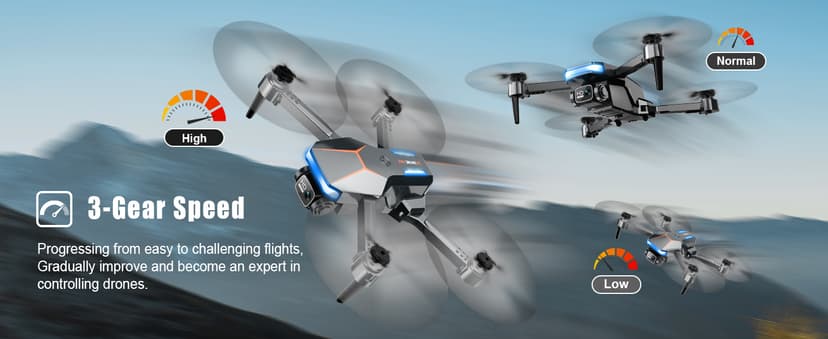Drone with Camera, 1080P FPV Foldable Drone with Stable Altitude Hold, Gravity Control, Trajectory Flight, 90° Adjustable Lens, One Key Take Off, 2 Batteries, RAGPIP X66 Drone Toy for Kids Adult Beginners