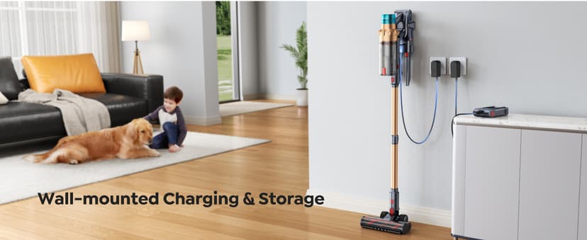 Cordless Vacuum Cleaner, 600W 50KPA 65 Mins Runtime Self-Standing Vacuum Cleaners for Home, Stick Vacuum with Charging Dock Station Removable Battery, Handheld Vacuum for Pet Hair/Carpet/Floor