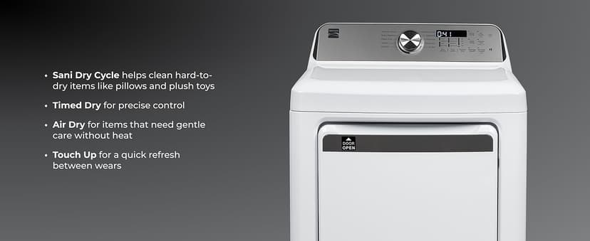 Kenmore 7.0 cu. ft. Front Load Electric Dryer - with Guard to Reduce Wrinkles & Static - Smart Sensor Drying - LED - White