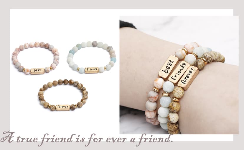 YINRIS 3 Pcs Natural Volcanic Stone Friendship Bracelets Handmade Beaded Stretch Bracelets (bra000001)