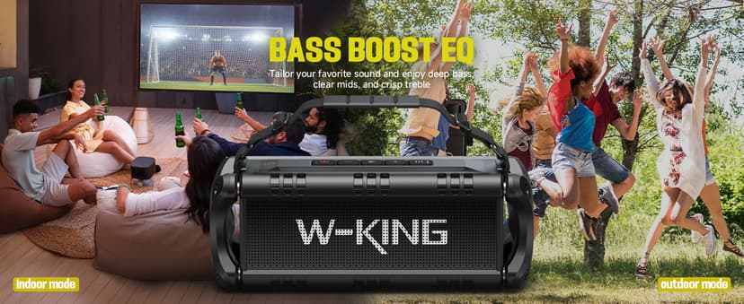 W-KING Bluetooth Speaker, 90W Max Portable Outdoor Speaker Loud, IPX6 Waterproof/50W Deep Bass Subwoofer/40H/EQ/Dual Pairing/TF/AUX, Large Boombox Speakers Bluetooth Wireless for Party/Beach/Jobside