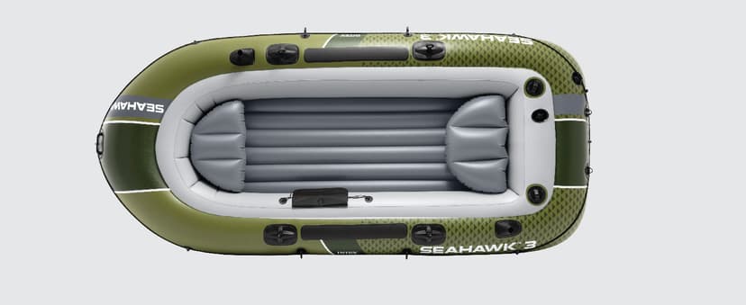 INTEX Seahawk Inflatable Boat Series: Includes Boat Oars and High-Output Pump - Fishing Rod Holders - Gear Pouch