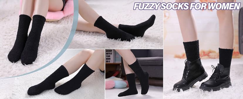 LINEMIN Womens Fuzzy Socks Cozy Fluffy Winter Warm Slipper Socks Microfiber Soft Home Sleeping Socks B09BN6Q93J