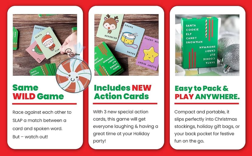 Santa Cookie Elf Candy Snowman Card Game – by Taco Cat Goat Cheese Pizza – Holiday Party Card Game – Great Stocking Stuffer – Fun for Kids, Teens, Adults and Family - 10 Min Ages 7+