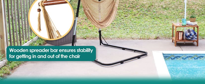 Sunnydaze Outdoor Hammock Chair Swing for Reading - Hanging Hammock Swing for Indoor or Patio - 300lb Capacity - Caribbean XL - Tan
