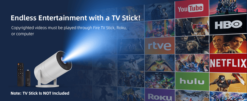 Mini Projector with WiFi and Bluetooth, Portable Movie Projector with 180° Rotatable, 1080P HD Supported, Auto Vertical Keystone, Compatible with Smartphone, TV Stick, Laptop, HDMI, USB