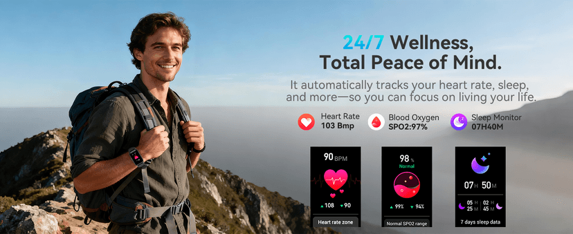 ChronArk Fitness Tracker for Women Men, Activity Smart Watch Compatible with Android iPhone, Step Counter with 110+ Sports, Sleep Monitor, Calorie Counter, IP68 Waterproof (Black, 1.57)