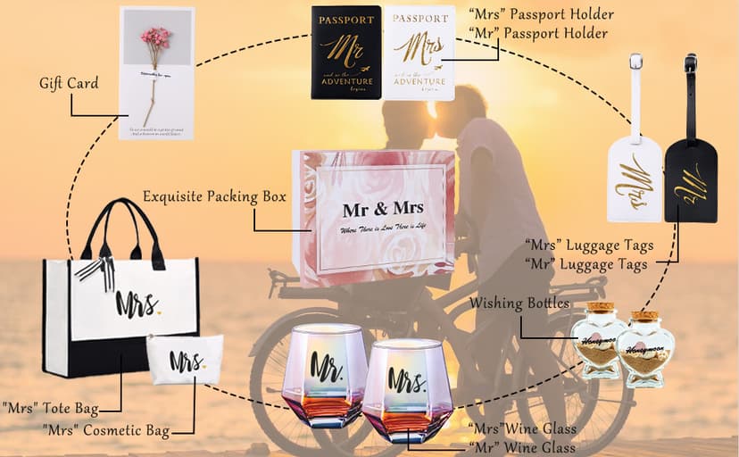 Wedding Engagement Gifts for Couples Mr and Mrs Gift Bridal Shower Gift,Bride To Be Gifts Honeymoon Travel Essentials Just Married