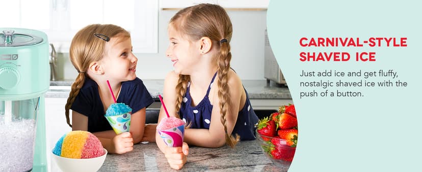 Dash Deluxe Shaved Ice & Slushy Maker - Easy-to-Use Slushy & Snow Cone Maker - Includes Serving Pitcher & Recipe Guide for Homemade Treats - Aqua
