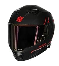 HAX Force Aerodynamic Full Face Helmet for Street & E-Bikes DOT & ECE Certified - Enhanced Dual Visor, Adult Size, Pinlock Ready Matte Black Red M