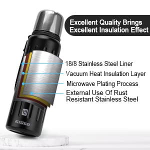 Vacuum Insulated Bottles with Cup 800ml/27oz Stainless Steel Hot Thermo Bottles for Cold and Hot Drinks Water Coffee Thermo with Cup (DarkGreen,800ml)