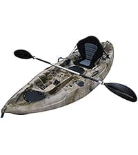 Brooklyn 12.5 Tandem Sit-On-Top Fishing Kayak by BKC, 2–3 Person Kayak with Padded Seats, Paddles, 6 Rod Holders, 600 lb Capacity, Motor-Ready