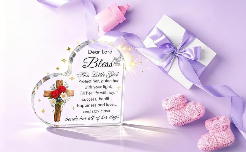 Baby Girl Baptism Gifts, Christmas First Communion Catholic Confirmation Gifts for Newborn BabyGirl, Acrylic Plaque Christian Christening Dedication Baptismal Gift for Teenage, Little Girl