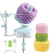 Etcokei Yarn Winder, Electric Yarn Ball Winder for Crocheting, Compact Yarn Cake Winder with Strong Tension Stepless Speed, Automatic Yarn Spinner Wool Winder, Ideal Helper for Knitting Lovers(White)