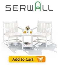 SERWALL Adirondack Chair with Cup Holders - Composite Adirondack Chairs Set of 2 HDPE Outdoor Chairs All Weather Use- White