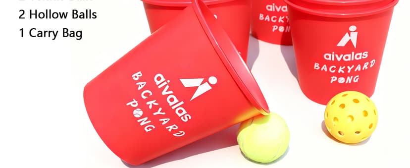 Aivalas Yard Pong Outdoor Games, Giant Yard Games Set with 12 Buckets and Balls for Adults and Family, Toss Game Throwing Games for Beach, Camping, Lawn and Backyard