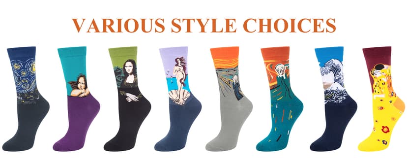 Soft Cotton, Crazy Artist Pattern, Classic Novelty Style, Versatile Hosiery, Birthday Gifts for Girl Lover, Fit Shoe Size 5-9 Chalier 5 Pairs Funny Socks for Women, Famous Painting Art Fun Socks B078K1Q14F