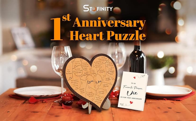 1 Year Anniversary Wood Gifts for Him Boyfriend - One Year Anniversary Wooden Gifts for Men, First Anniversary Wedding Gift for Husband Wife