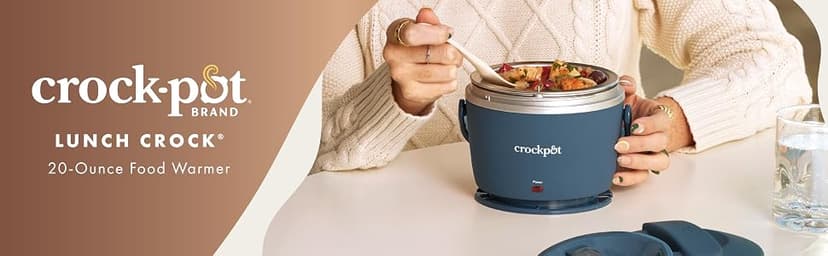 Crock-Pot 20-Ounce Electric Lunch Box, Portable Food Warmer, Faded Blue, Perfect for Travel, Car, On-the-Go, Keeps Food Warm, Spill-Free, Dishwasher-Safe, Ideal Gift for Men and Women