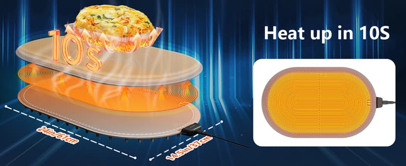 seenlast Warming Mat for Food with Adjustable Temperature Timer,10S Fast Heating Silicone Food Warmers for Parties Buffet and Home Daily,Food Warming Mat with Insulating Pad Raised Feet Protects Table B0FDWZ3ZLC