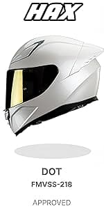 HAX Onix Full Face Motorcycle Helmets DOT Approved, Pinlock Ready & Intercom Slot , Motorbike Powersports Street Racing for Men Women(Pearl White, L)