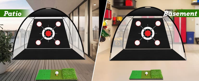 Golf Net 10x7FT with Tri-Turf Mat, Ball, Target & Bag, All-in-One Golf Practice Hitting Net for Backyard Driving, Chipping & Swing, Indoor Outdoor Training Aid, Gift for Men Dad Him Golfer