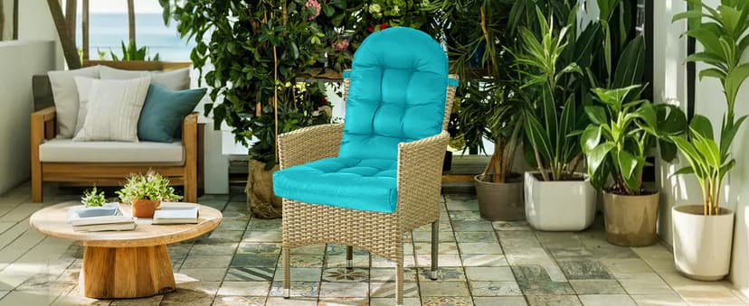 Yddsky Adirondack Chair Cushion, Rocking Cushions 44x19.4x4 inch, High Back Patio Recliner Cushion of Upper and Lower with Ties, Sunscreen and Fade-Resistant Turquoise,2